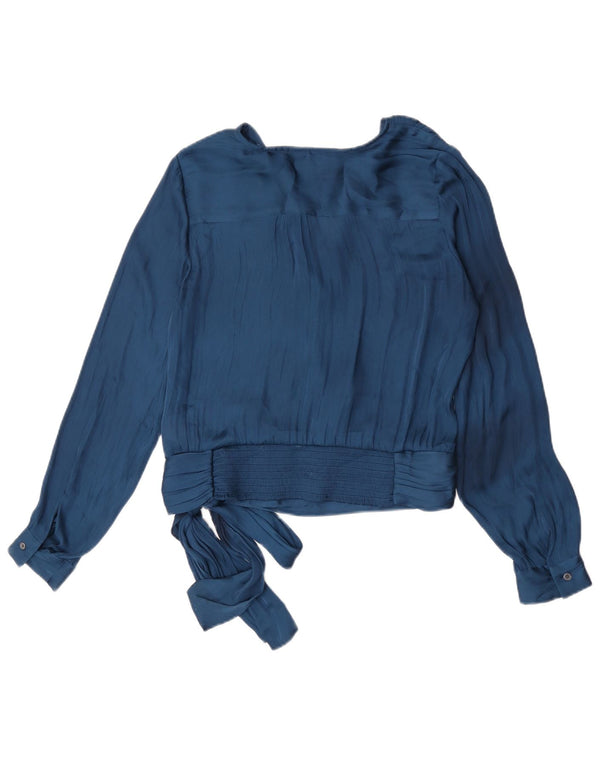 Banana Republic Womens Front Tie Shirt Bluse UK 10 Small Navy Blue