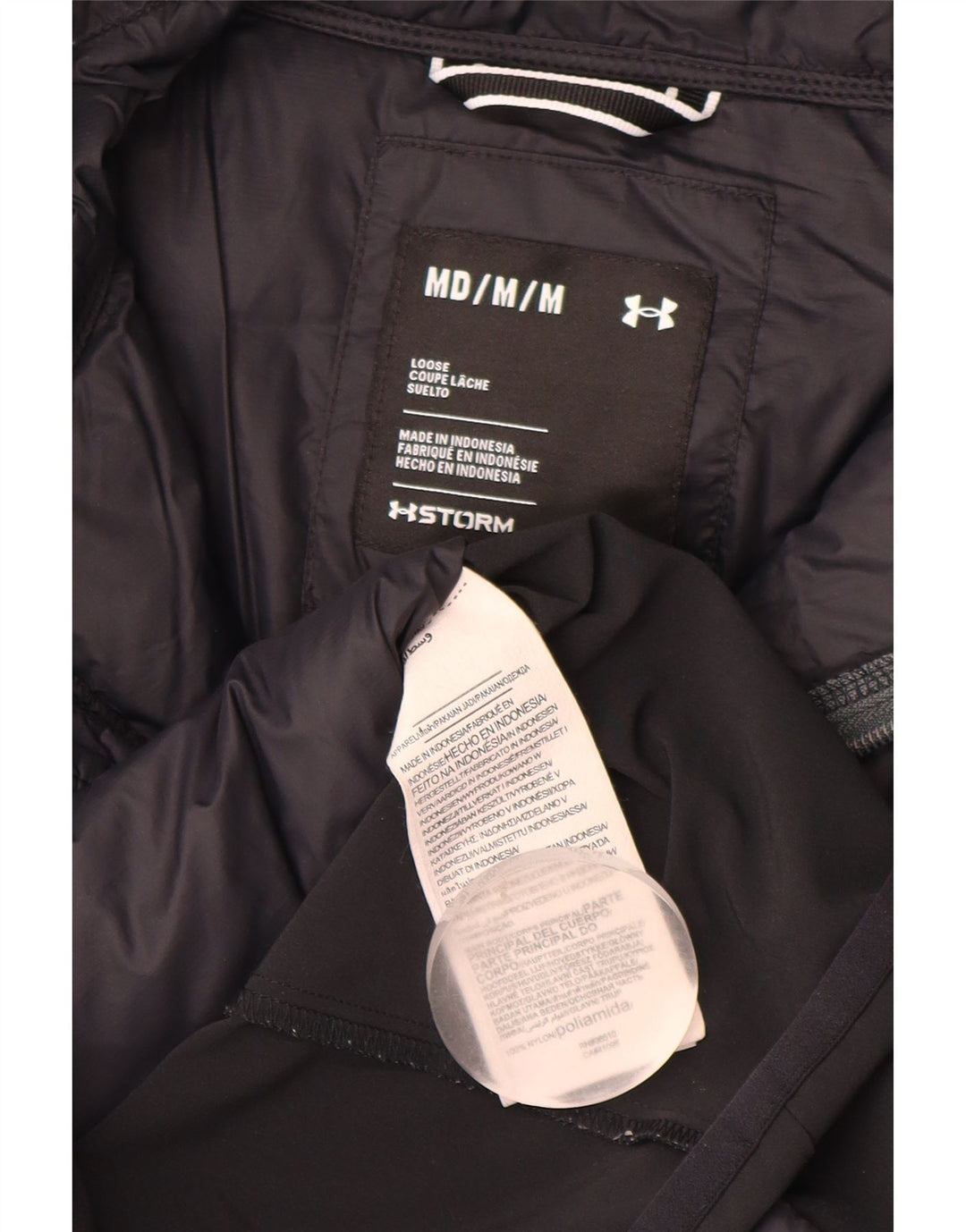 Under Armour Herre grafisk polstret jakke UK 38 Medium Navy Blue Colourblock