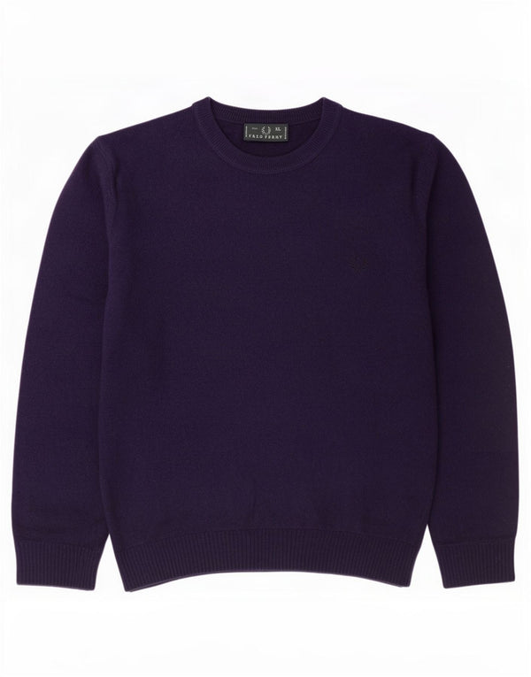 Fred Perry Herre sweater med rund hals XL lilla uld