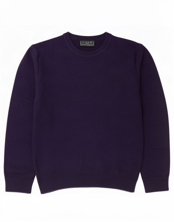 Fred Perry Herre sweater med rund hals XL lilla uld