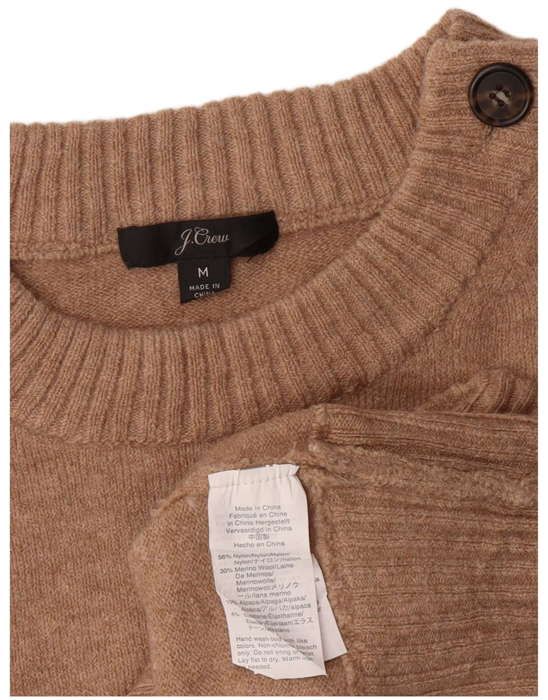 J. CREW Sweater med rund hals til kvinder UK 14 Medium Brun Nylon