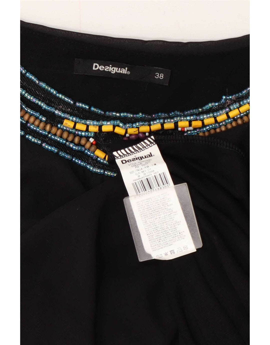 Desigual Dame Grafisk Asymmetrisk Tunika Kjole EU 38 Medium Sort Geometrisk