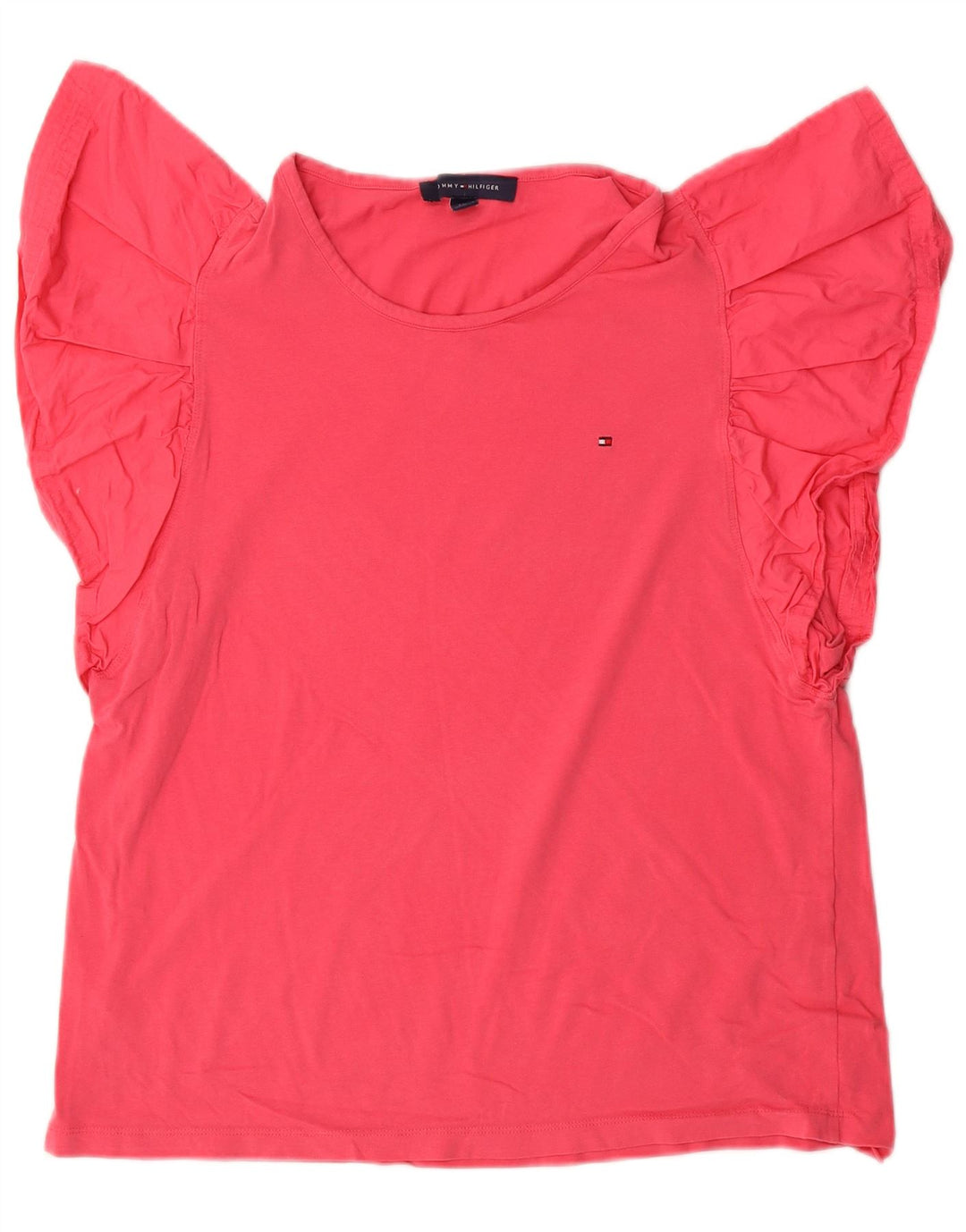 TOMMY HILFIGER Dame Batwing Bluse Top UK 14 Large Pink Bomuld