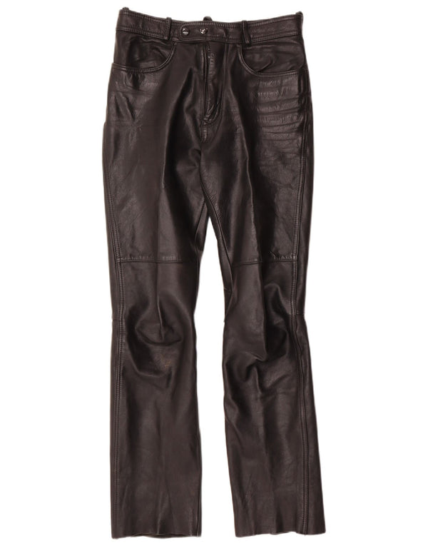 Vintage dame bootcut læderbukser W28 L30 sort læder