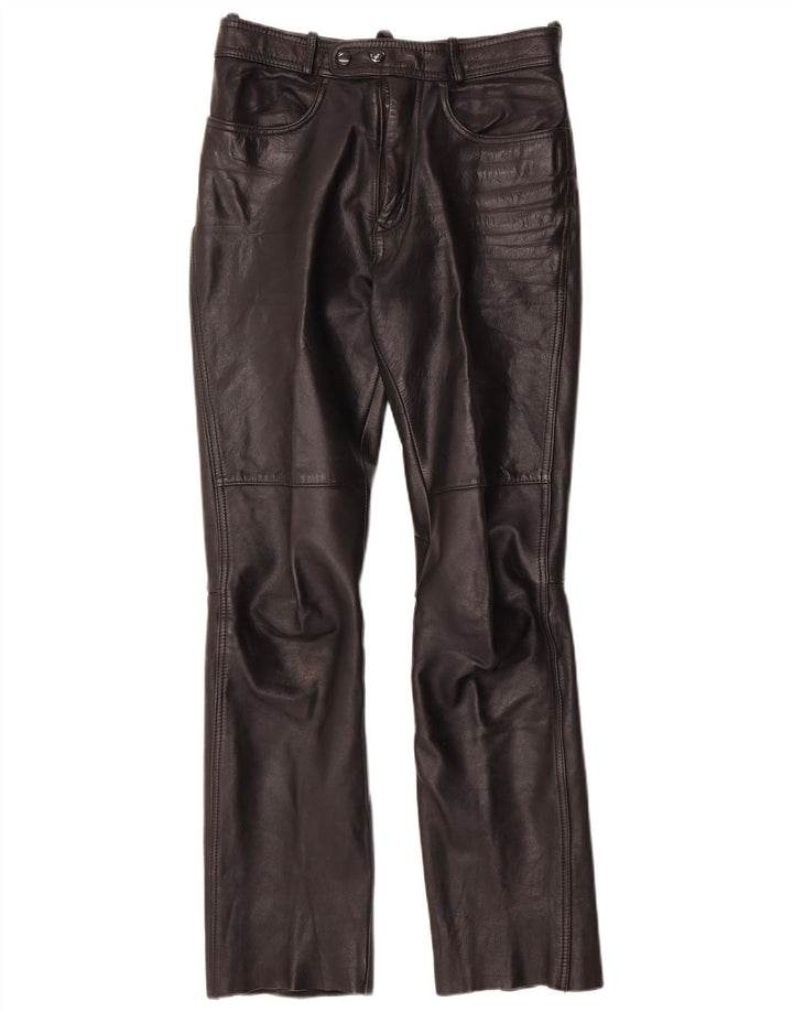 Vintage dame bootcut læderbukser W28 L30 sort læder