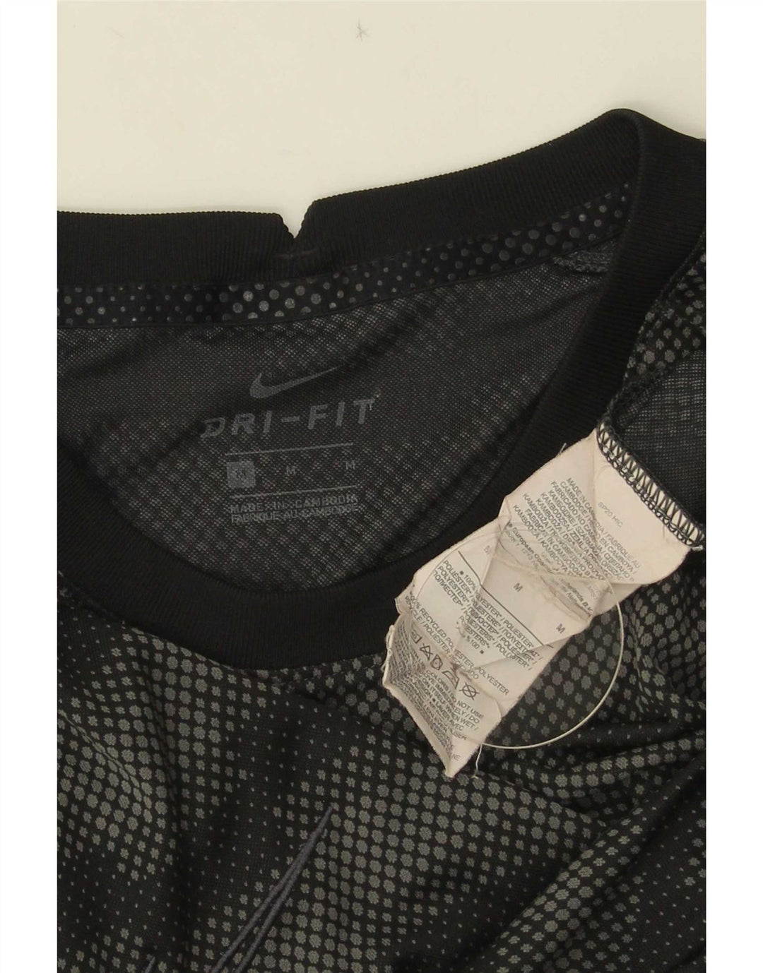 Nike Herre Dri Fit T-shirt Top Medium Sort Geometrisk Polyester