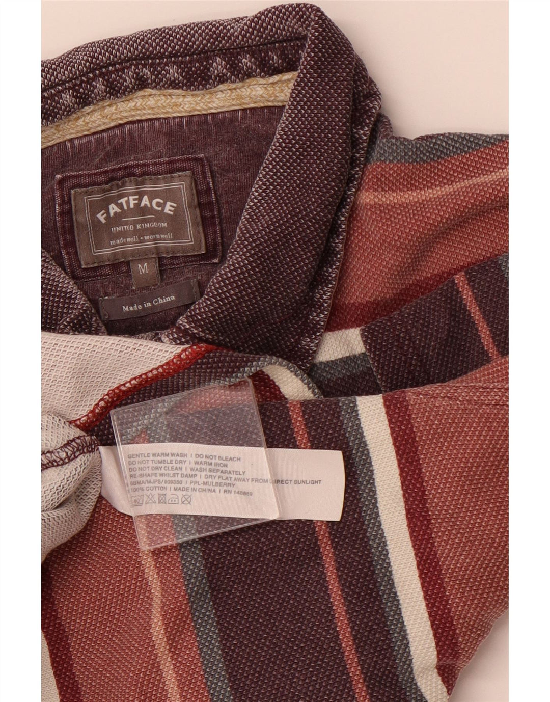 FAT FACE Poloshirt til mænd Medium Bourgogne stribet bomuld