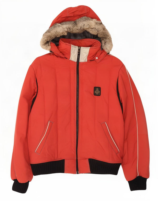 Refrigiwear Regnjakke med hætte til mænd UK 42 XL Rød Colourblock Polyamid