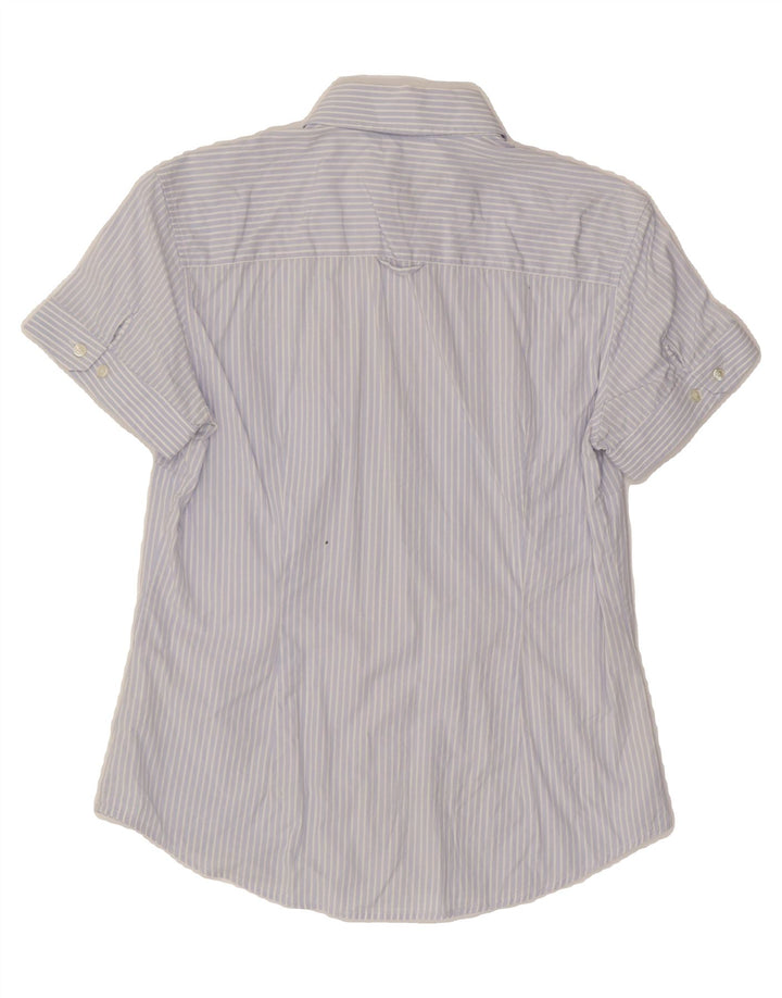 GANT Womens Short Sleeve Shirt UK 12 Medium  Blue Striped Cotton Vintage Gant and Second-Hand Gant from Messina Hembry 