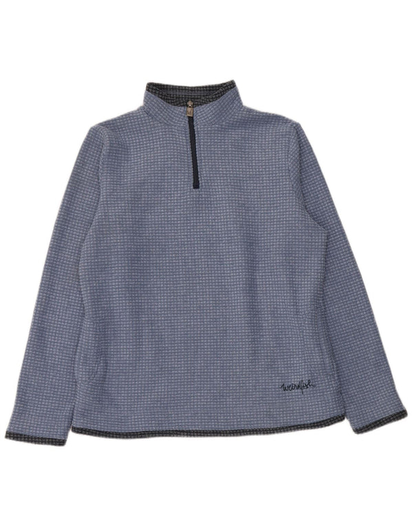 Weird Fish Womens Zip Neck Fleece Jumper UK 14 Large Blue Polyester