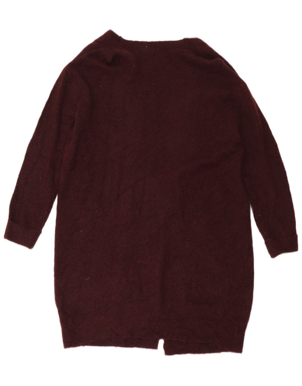 Topshop Dame Oversized Longline Open Cardigan Sweater UK 8 Small Burgundy