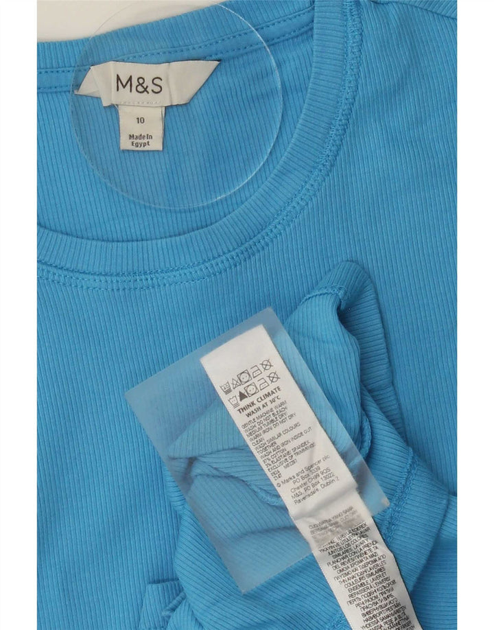 Marks & Spencer Dametop Langærmet UK 10 Small Blue Cotton