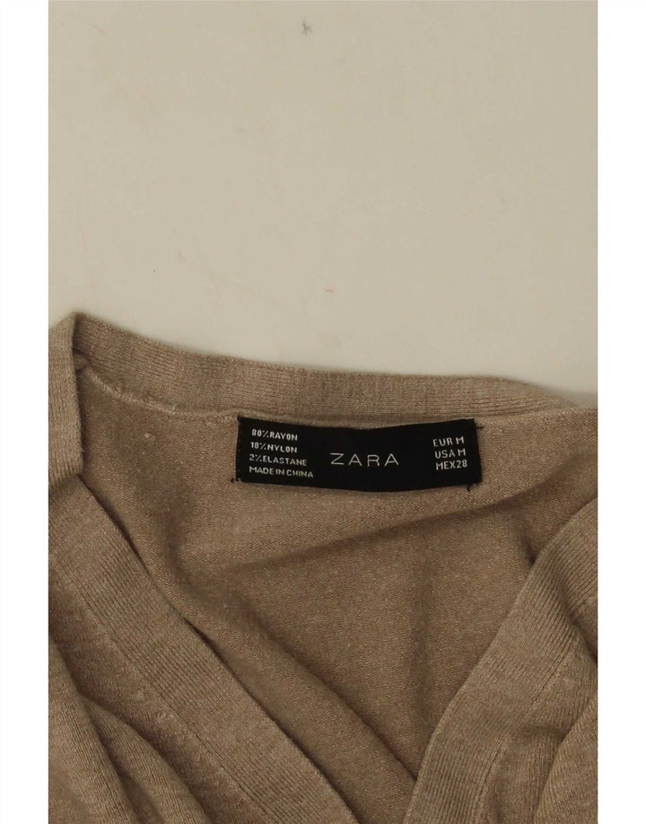 Zara Dame V-hals sweater UK 12 Medium Grå