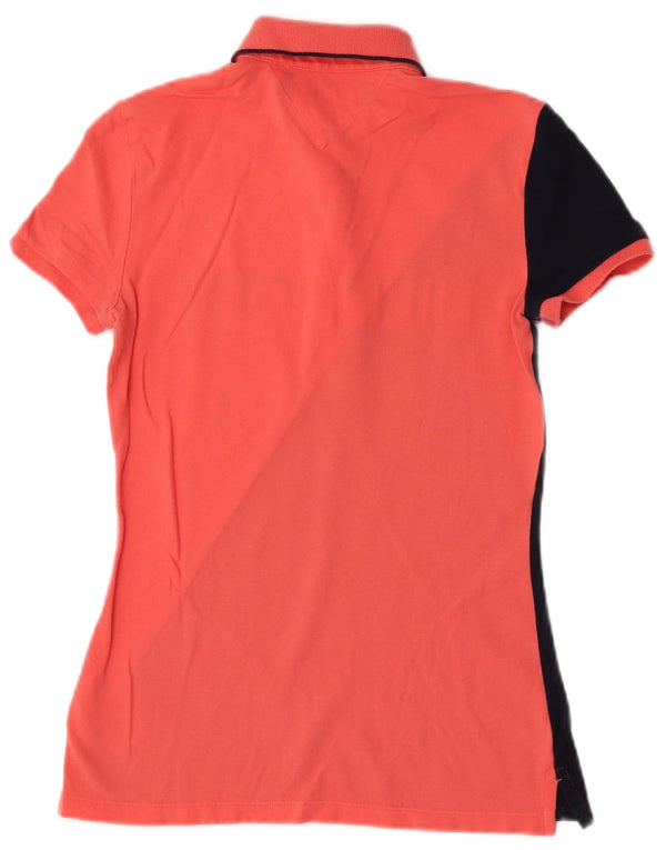 Tommy Hilfiger Grafisk poloskjorte til kvinder UK 6 XS Pink Colourblock Bomuld