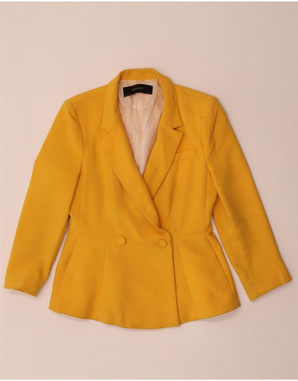 Zara Dame Dobbeltradet Blazer Jacket UK 14 Large Yellow
