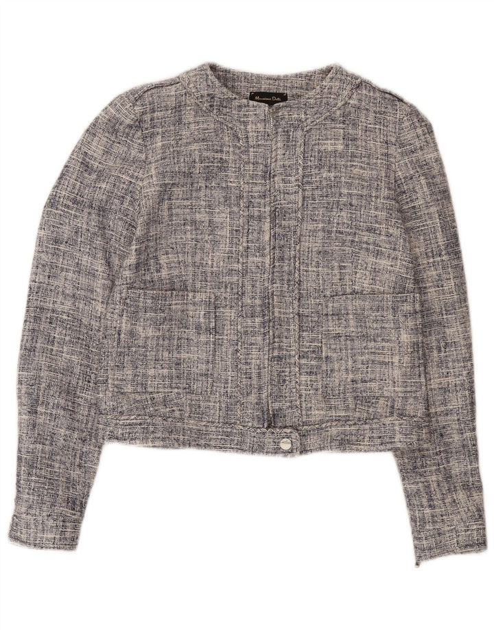 Massimo Dutti Dame Crop Blazerjakke med fuld lynlås EU 36 XS marineblå bomuld