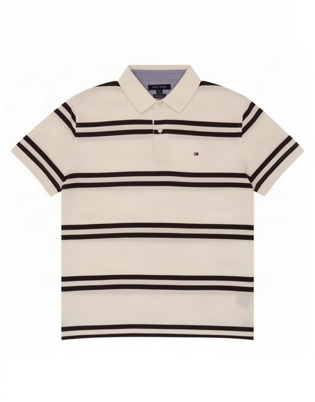 Tommy Hilfiger Herre Polo Shirt Stor Hvid Stribet