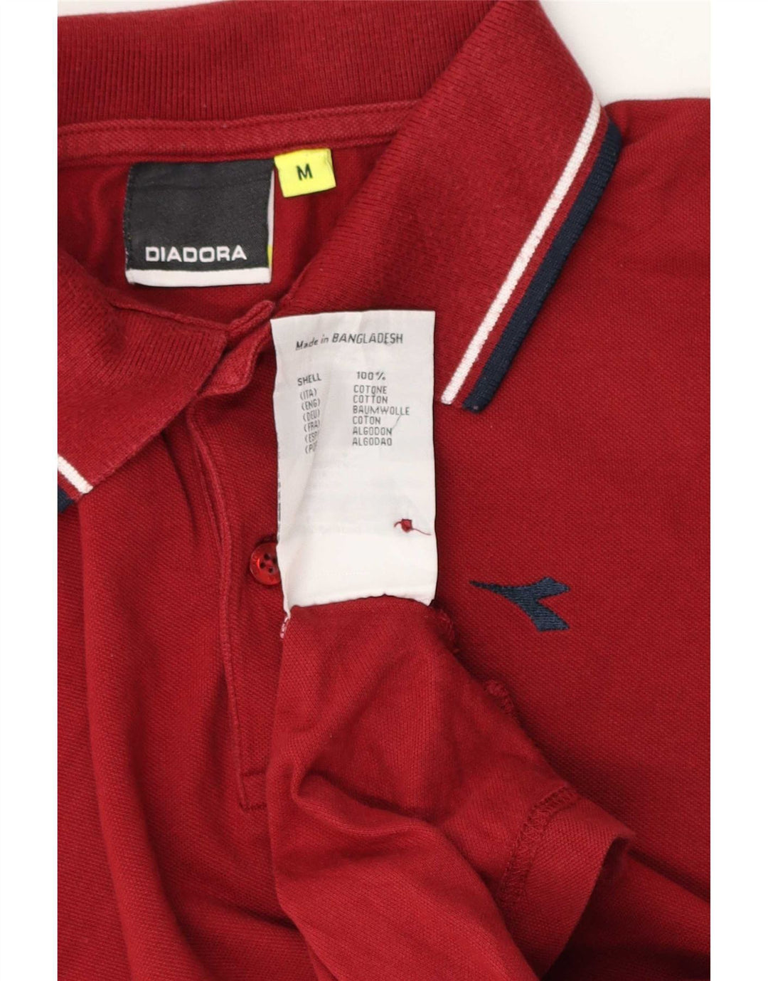 Diadora herre poloshirt Medium Bourgogne stribet bomuld
