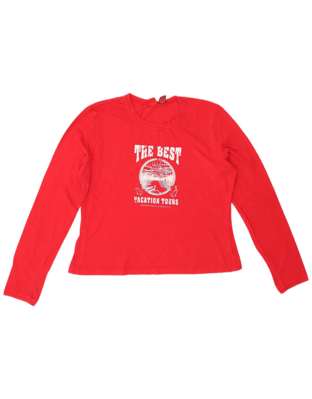 MOSSIMO Dame Crop Grafisk Top Langærmet UK 16 Stor Rød Bomuld