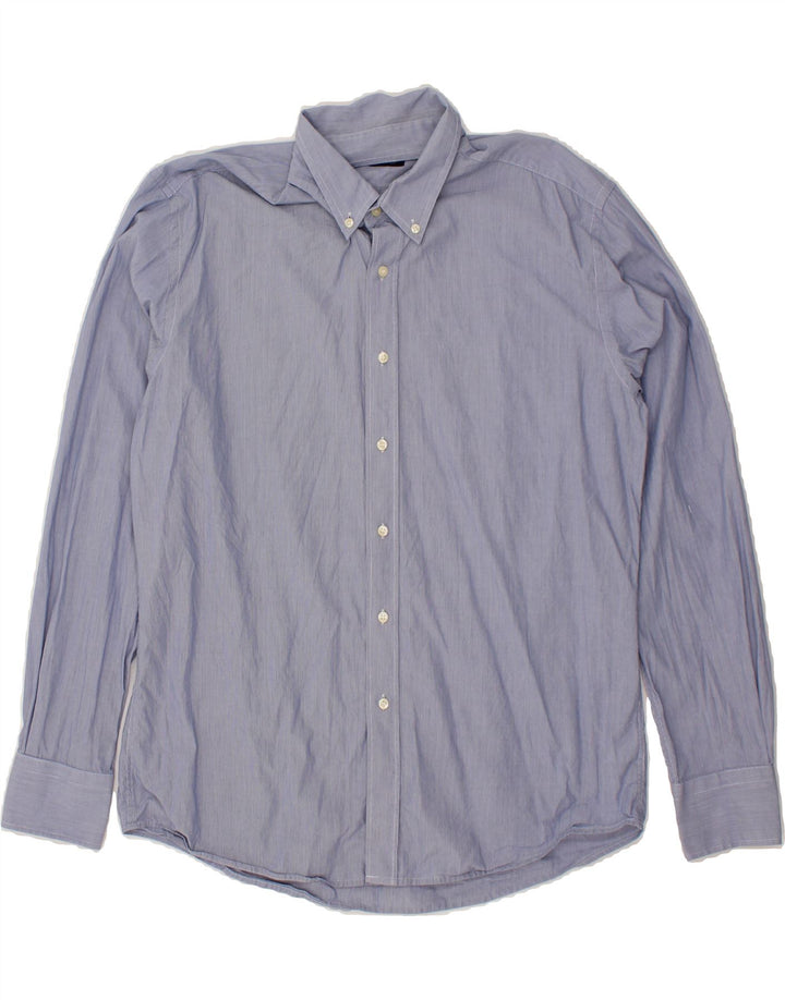 DACK'S Mens Slim Fit Shirt XL Blue Cotton Vintage Dack's and Second-Hand Dack's from Messina Hembry 