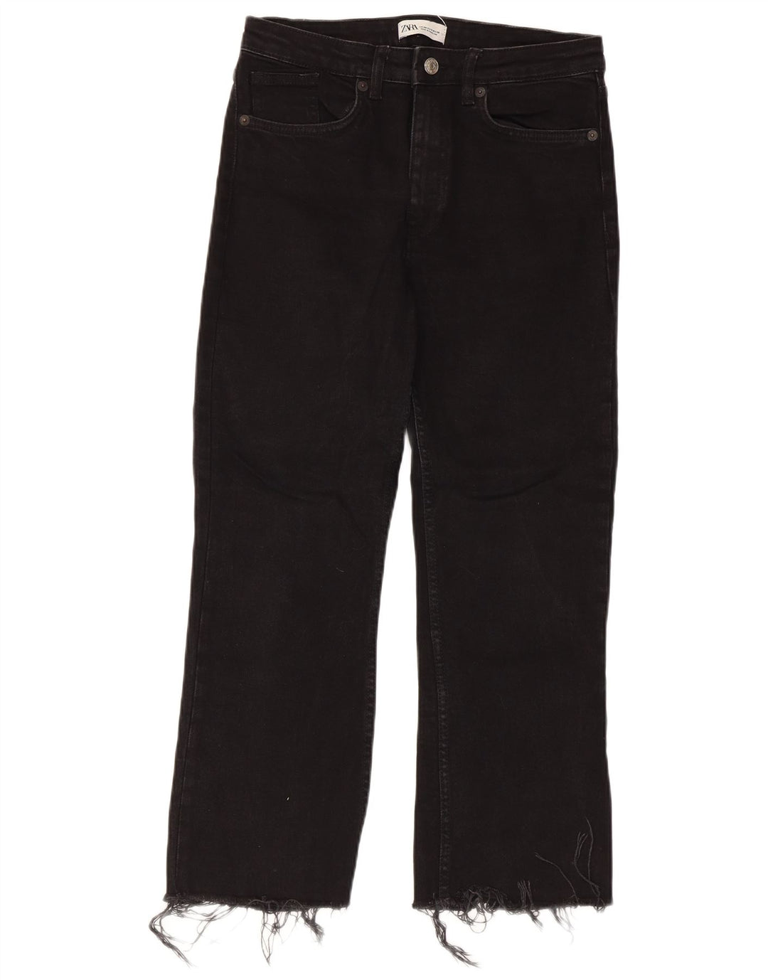 Zara Womens High Waist Cropped Jeans EU 40 Medium W30 L25 Black
