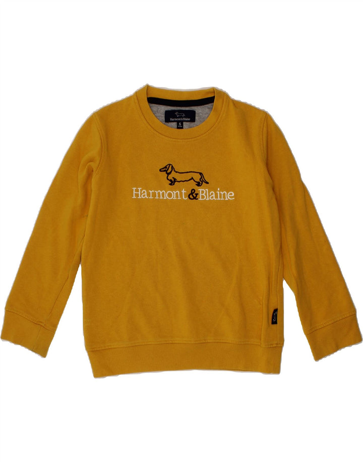 HARMONT & BLAINE Boys Graphic Sweatshirt Jumper 5-6 Years Yellow Classic Vintage Harmont & Blaine and Second-Hand Harmont & Blaine from Messina Hembry 