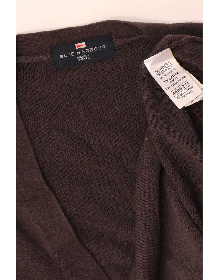 Marks & Spencer Herre Blue Harbor Cardigan Sweater 2XL Grå Akryl