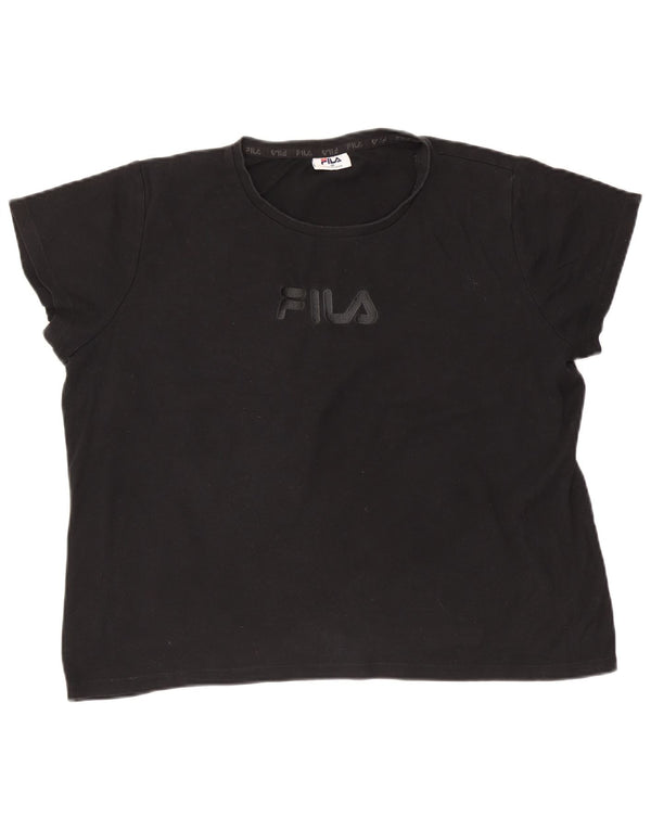 Fila Womens Crop Oversized grafisk T-shirt top UK 18 XL sort bomuld