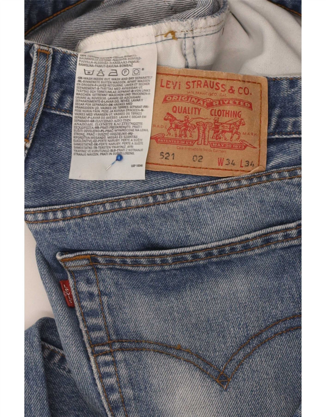 Levi's Herre 521 Slim Tapered Jeans W34 L28 Blå Bomuld