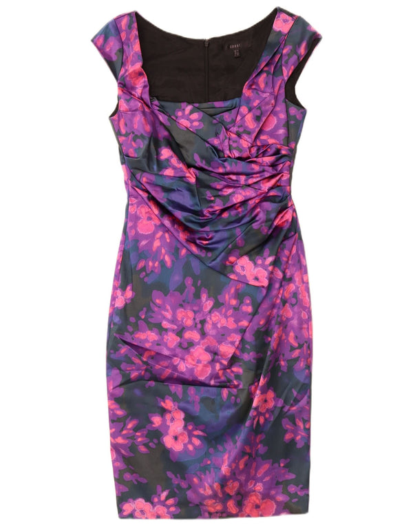 Coast Womens Bodycon Dress UK 10 Small Purple Floral Acetate