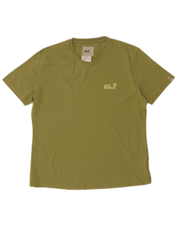 Jack Wolfskin Dame T-Shirt Top UK 18 XL Khaki Bomuld
