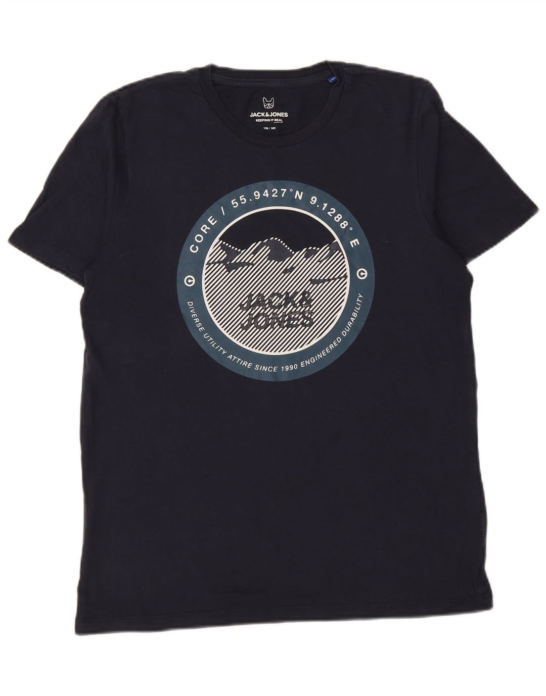 Jack & Jones Boys Core Grafisk T-Shirt Top 15-16 år Navy Blue