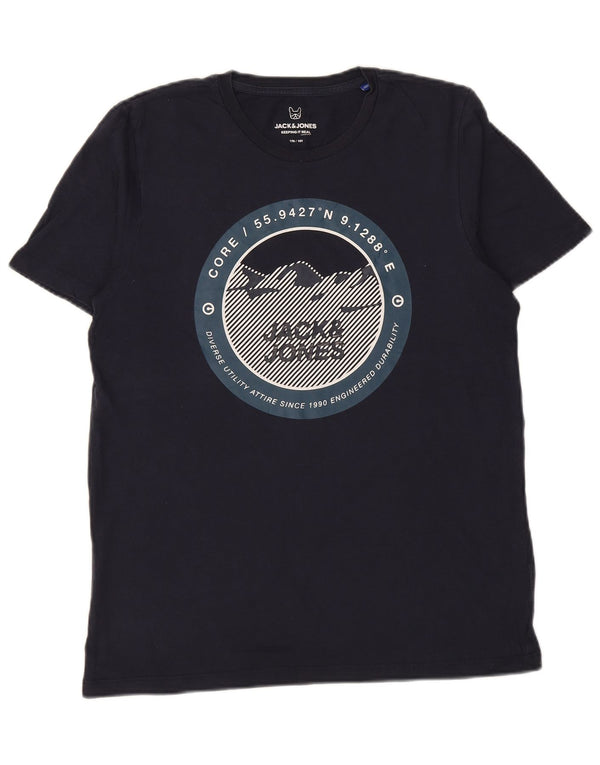 Jack & Jones Boys Core Grafisk T-Shirt Top 15-16 år Navy Blue