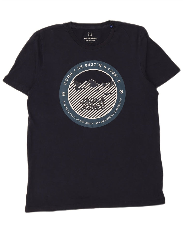 Jack & Jones Boys Core Grafisk T-Shirt Top 15-16 år Navy Blue