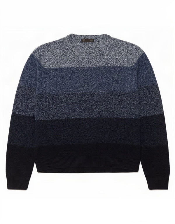 Marks & Spencer Herre sweater med rund hals XL Blå Colourblock Akryl
