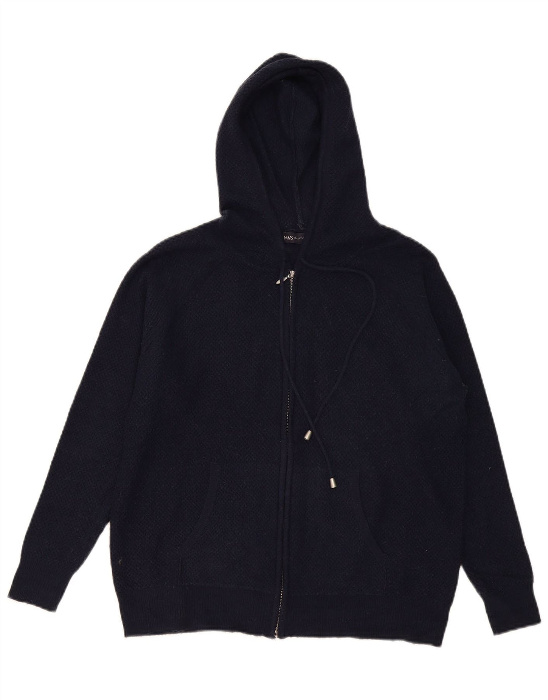 Marks & Spencer Dame Hættetrøje med lynlås UK 14 Medium Navy Blue Viscose