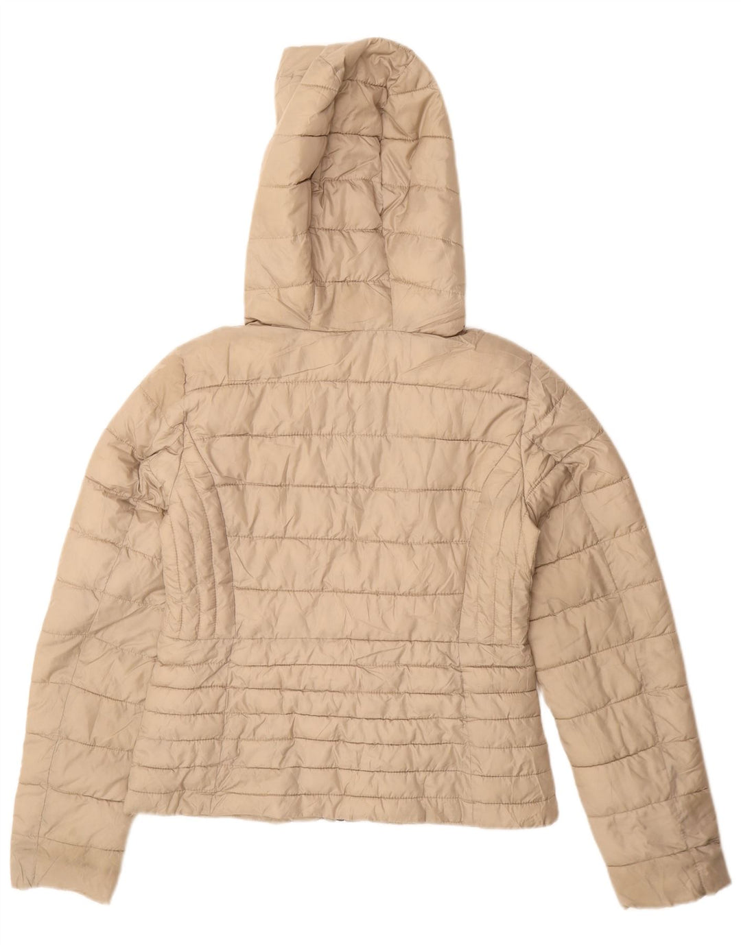 Zara Polstret hættejakke til kvinder UK 14 Medium Beige Polyester