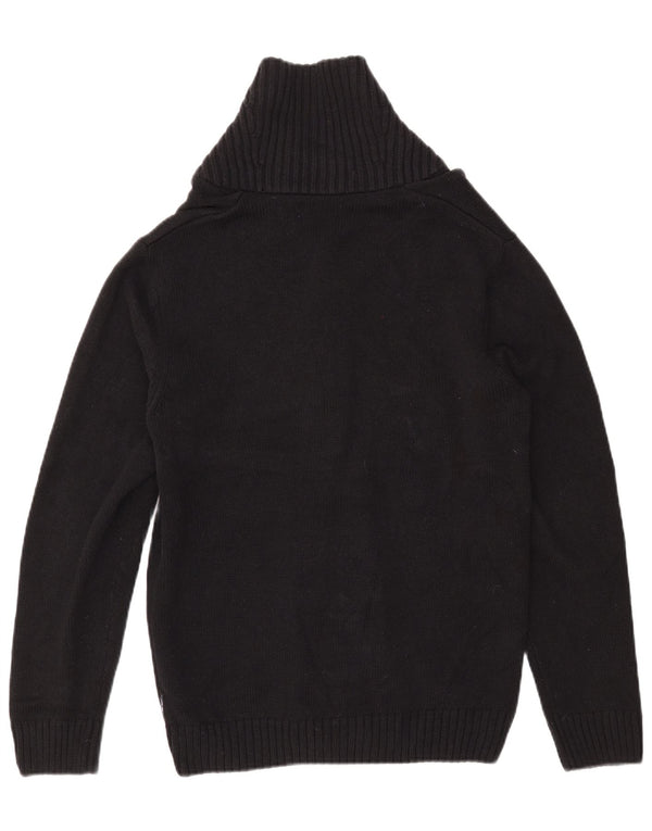 CHAPS Cardigan sweater til mænd Small Black Fair Isle Bomuld