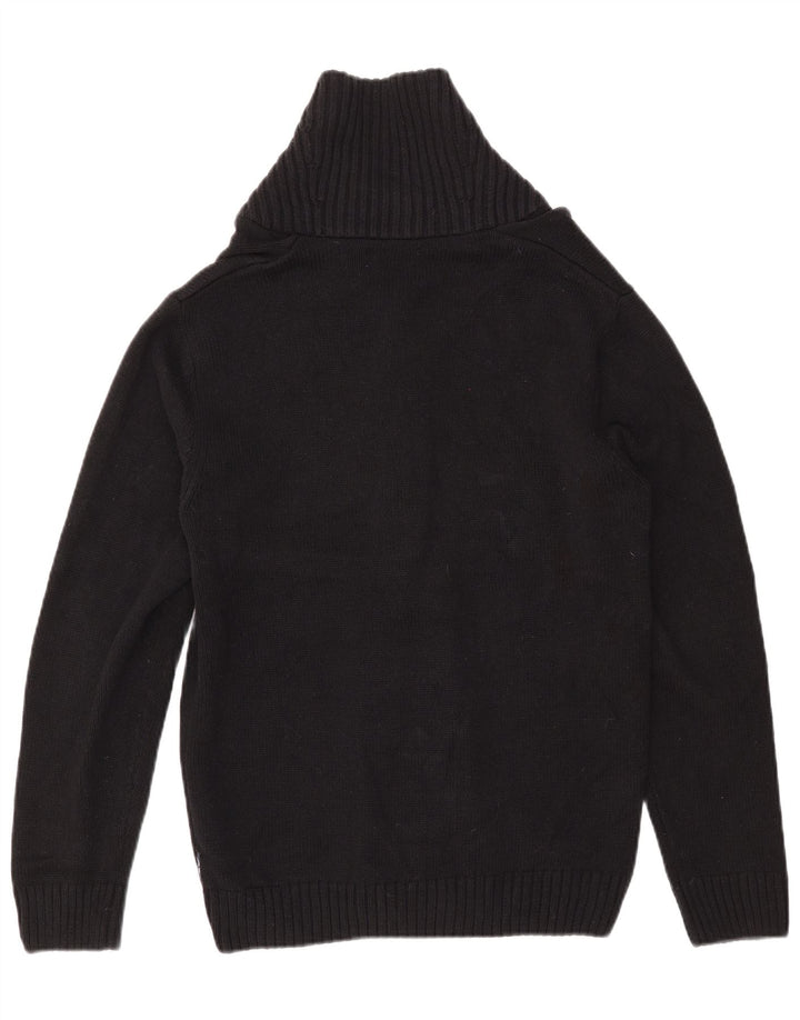 CHAPS Cardigan sweater til mænd Small Black Fair Isle Bomuld