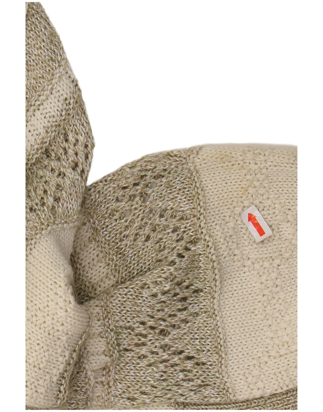 VINTAGE Dame Boat Neck Jumper Sweater UK 14 Stor Beige Stribet Bomuld