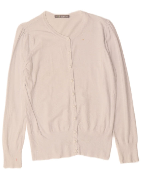 Marks & Spencer Dame Cardigan Sweater UK 12 Medium White Viscose
