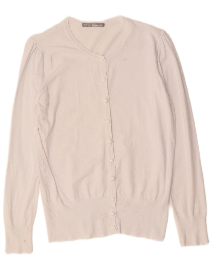 Marks & Spencer Dame Cardigan Sweater UK 12 Medium White Viscose