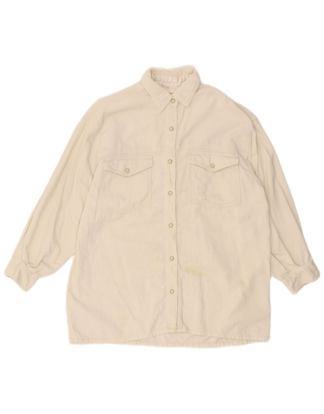 STACCATO Dame Oversized Corduroy Shirt UK 10 Small Off White Bomuld