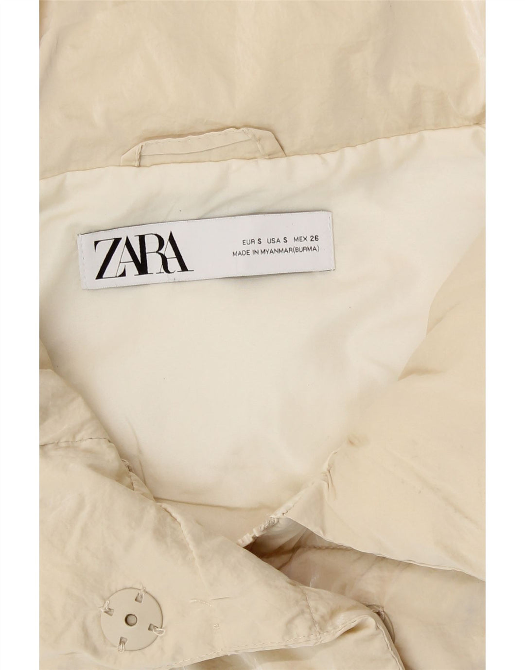 Zara Womens Oversized Longline Polstret Gilet UK 10 Small Beige Polyester