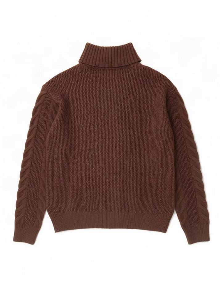 Marks & Spencer Dame Rullehals Sweater UK 10 Lille Brun Akryl
