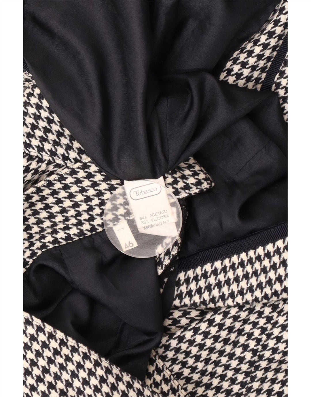 Vintage dame 5-knaps 2-delt nederdelsæt IT 46 Large W28 Black Houndstooth