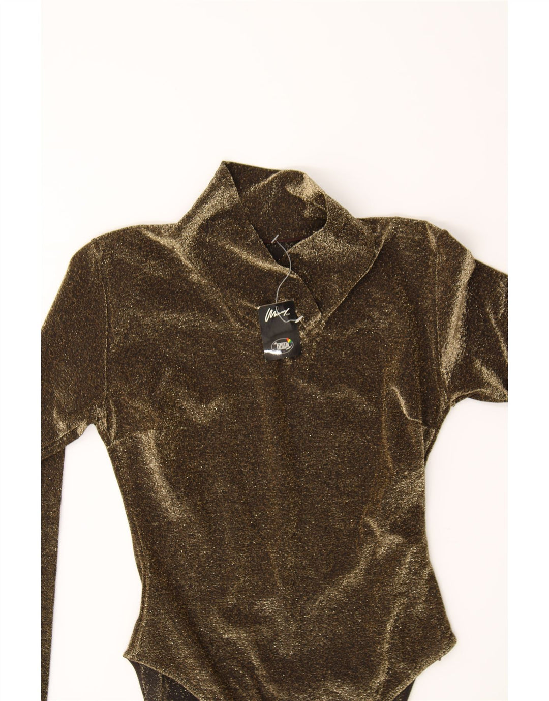 VINTAGE Womens Bodysuit UK 2 2XS Gold Vintage Vintage and Second-Hand Vintage from Messina Hembry 