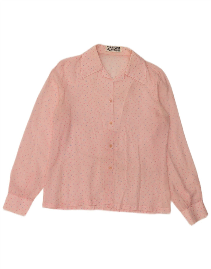 VINTAGE Dame Shirt Bluse IT 46 Large Pink Spotted