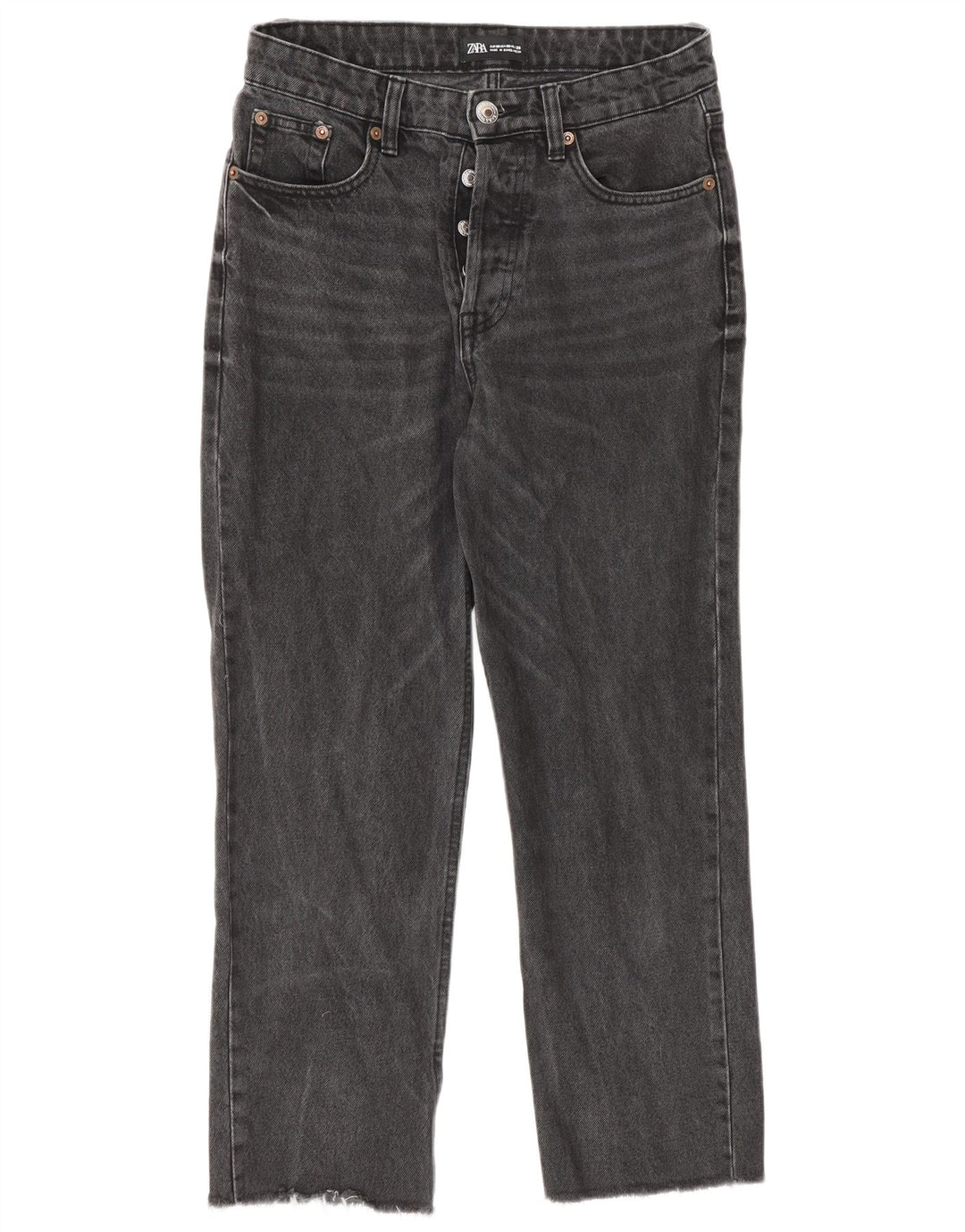 Zara Dame Straight Jeans EU 38 Small W28 L25 Grå Bomuld