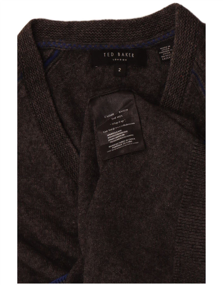 Ted Baker Herre V-hals sweater str. 2 Lille grå uld